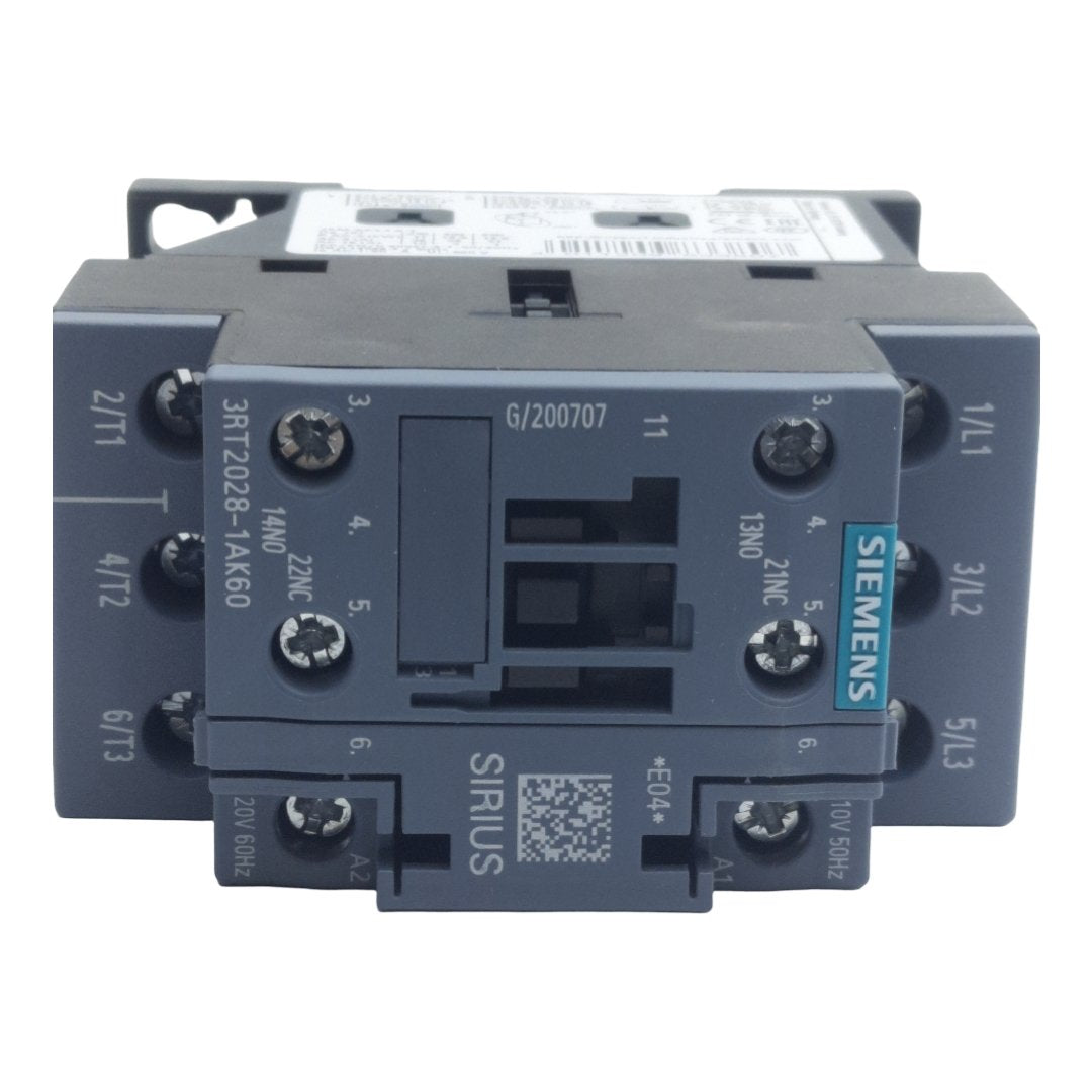 New Siemens 3RT2028-1AK60 Magnetic Contactor 3 Poles, 38A, 1CO Aux, 120V AC Coil
