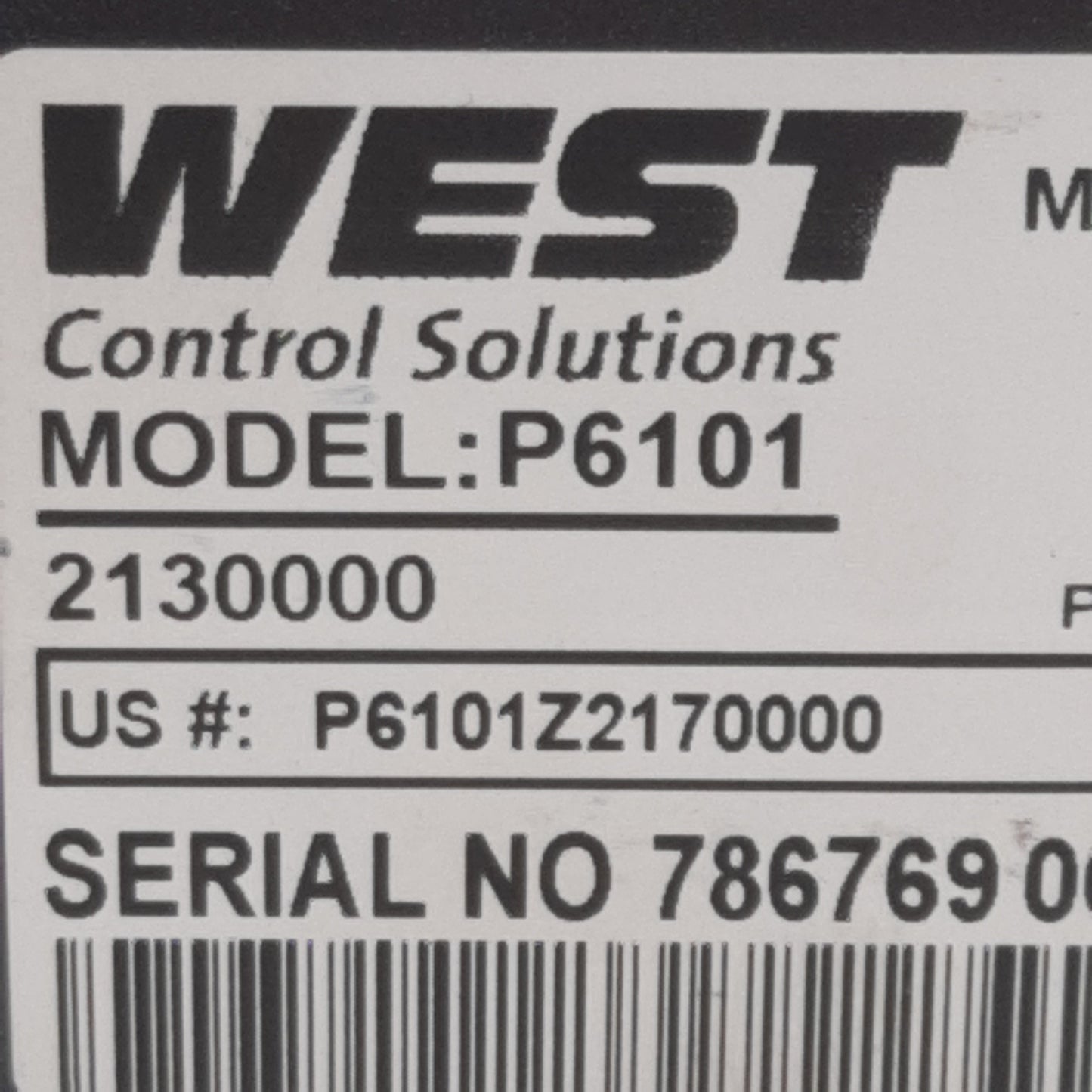 Used West P6101Z2170000 Temperature Controller, SPDT 24VDC 4-20mA Out, 100-240VAC In