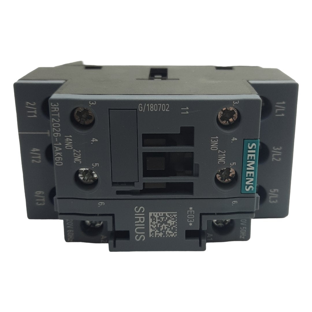 New Siemens 3RT2026-1AK60 Magnetic Contactor 3 Poles, 25A, 1CO Aux, 120V AC Coil