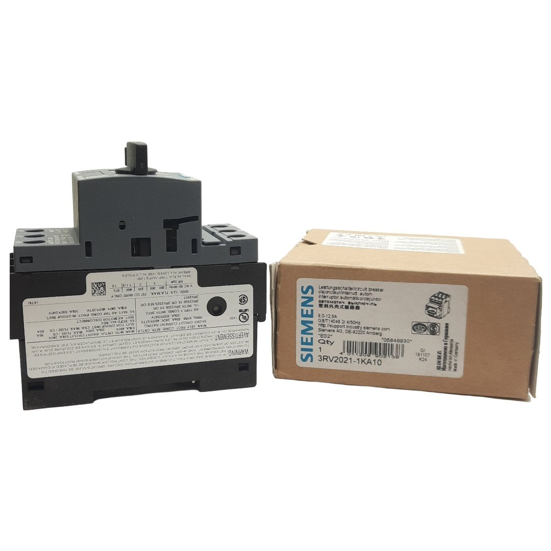 New SIEMENS 3RV2021-1KA10 Circuit Breaker Size S0, 3 Pole, 35mm DIN, Current 9-12.5A