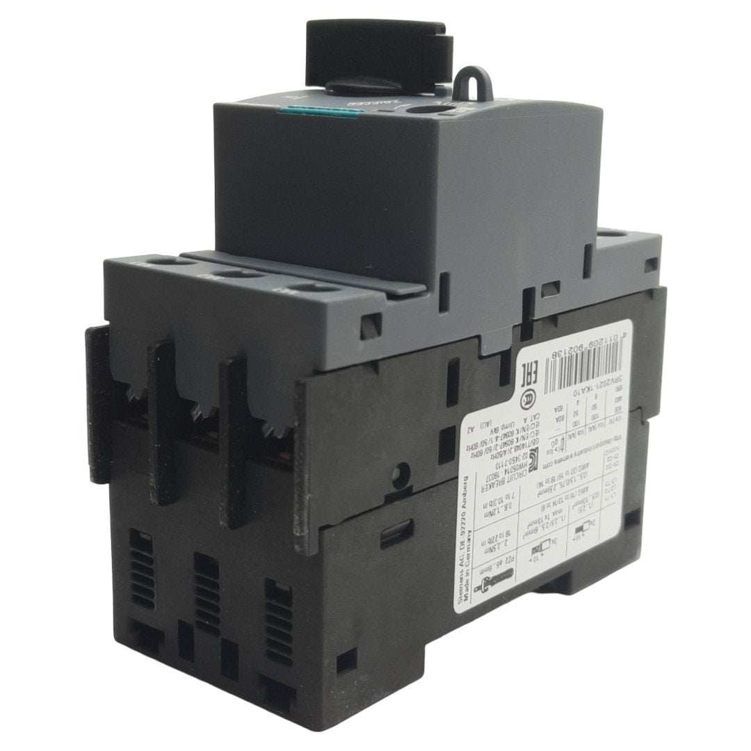 New SIEMENS 3RV2021-1KA10 Circuit Breaker Size S0, 3 Pole, 35mm DIN, Current 9-12.5A