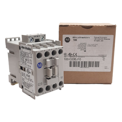 New Allen Bradley 100-C23EJ10 Contactor, 3-Pole + 1N.O., 23A 600VAC, 24VDC Coil