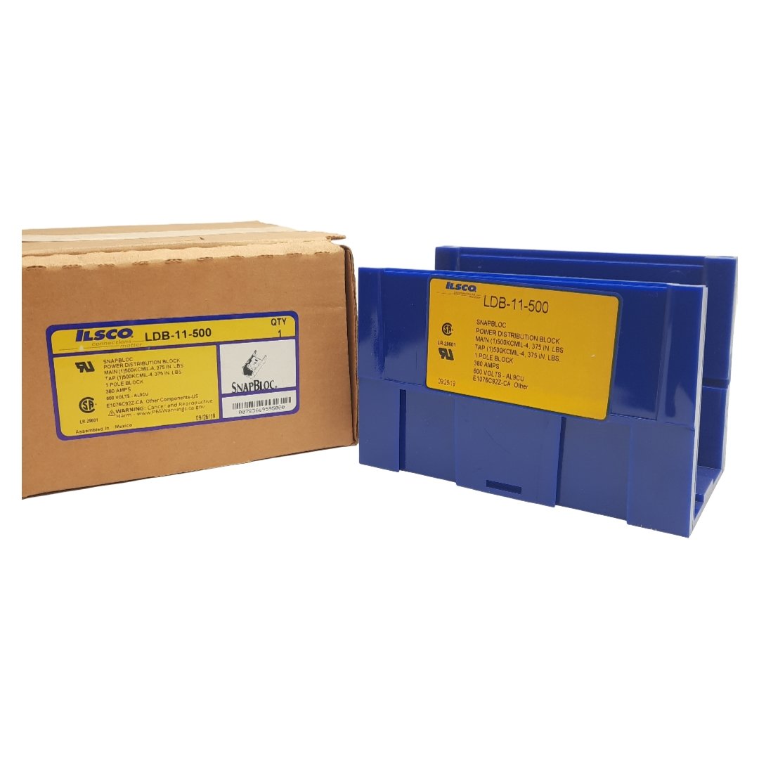 New Ilsco LDB-11-500 Power Distribution Snap Block, 1 Pole, 380 Amps, 600 Volts