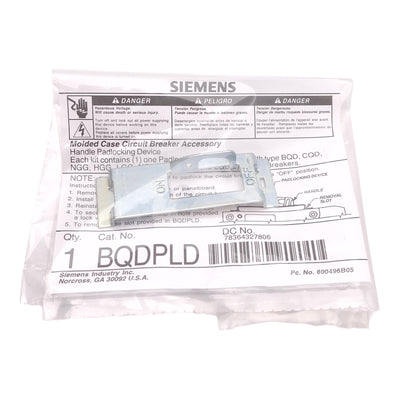 New Siemens BQDPLD Padlocking Device For BQD/CQD Series Molded Case Circuit Breakers