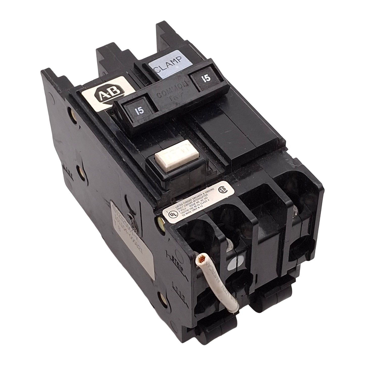 Used Allen Bradley MCGA215 Ground Sensing Circuit Breaker, 2-Pole, 15A 120/240VAC