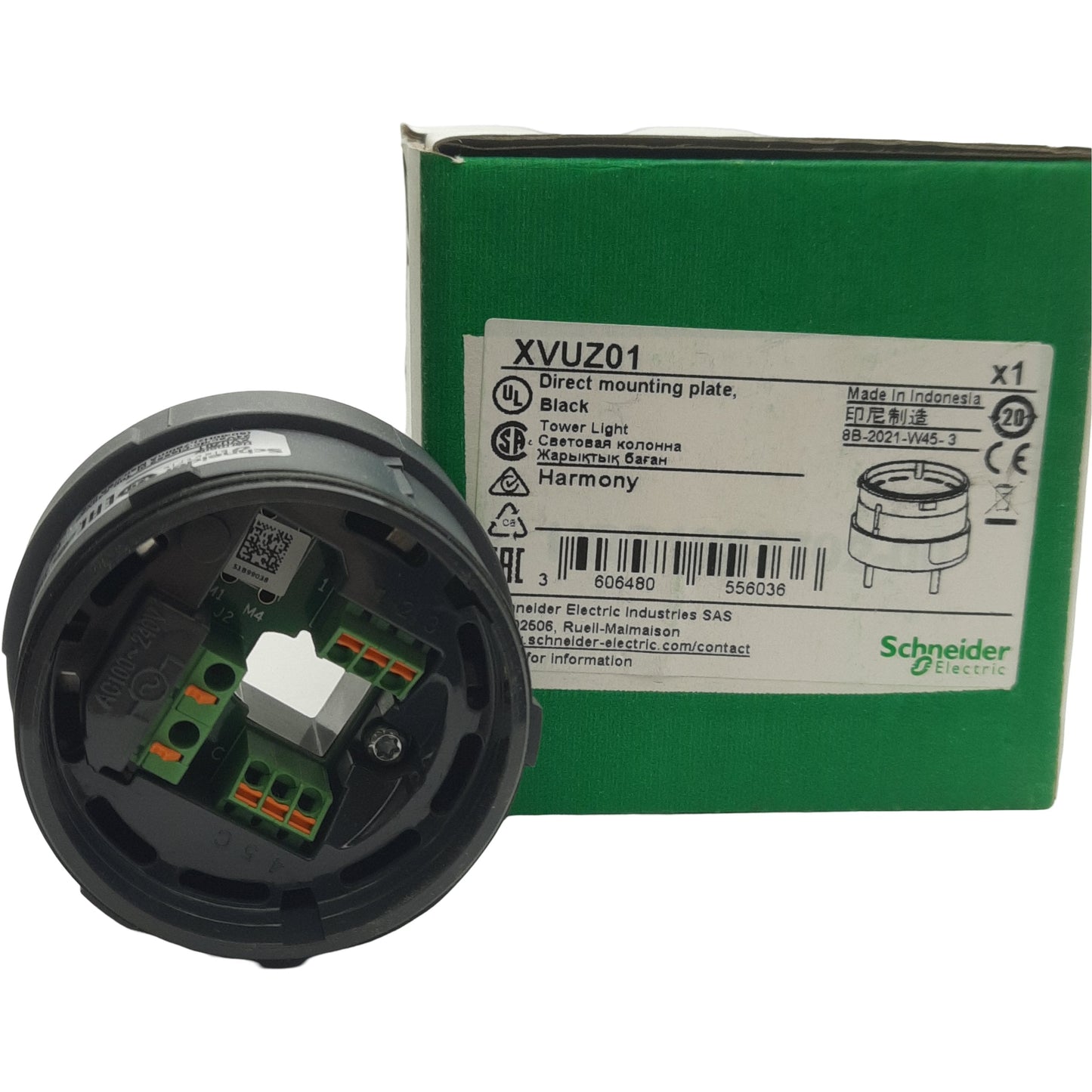 New Schneider Electric XVUZ01 Direct Mounting Plate For Towers, 60mm, 3pin, Black