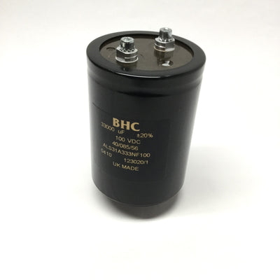 Used BHC ALS31A333NF100 Electrolytic Capacitor 33000µF ±20%, 100VDC, Ø77 x 105mm