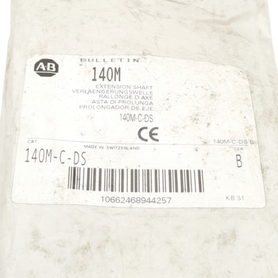 New Allen Bradley 140M-C-DS Operating Handle Extension Shaft, 10in Length, 6mm x 6mm