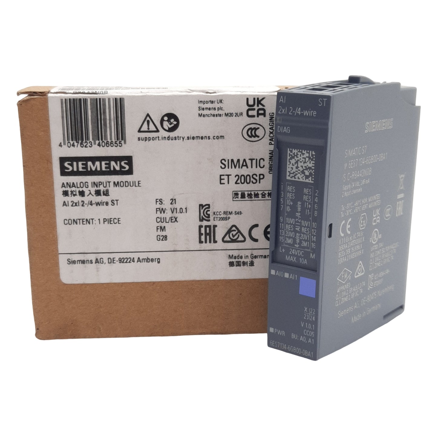 Used Siemens 6ES7 134-6GB00-0BA1 Analog Input Module, 45mA In, 16-bit, 2-Channels