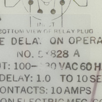 Used Dayton 5X828 Solid-State Time Delay Relay 1.0-10sec Range, 100-130VAC In, 8-Pin