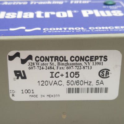 Used Control Concepts IC+105 Islatrol Plus Active Tracking Filter, 1-Phase 120VAC, 5A