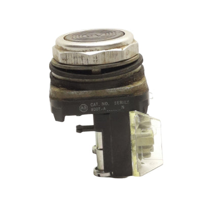 Used Allen Bradley 800T-A2A Pushbutton Switch, Flush, Black, 1NO+1NC, 30.5mm Size
