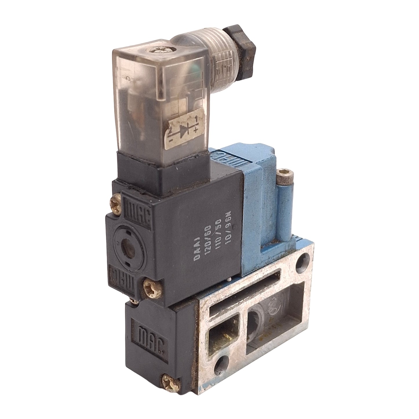 Used Mac 35A-BAE-DAAJ-1KJ Solenoid Valve, 3/2 Way, Vac-120psi, 1/8NPT, 120VAC Coil