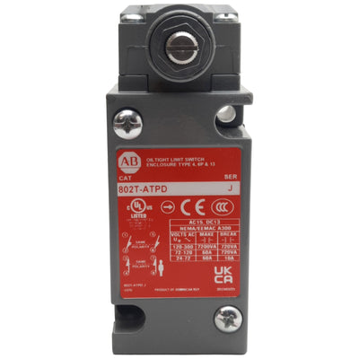 Used Allen Bradley 802T-ATPD Oiltight Limit Switch, 4-Circuit 2N.O + 2N.C, 10A 240VAC