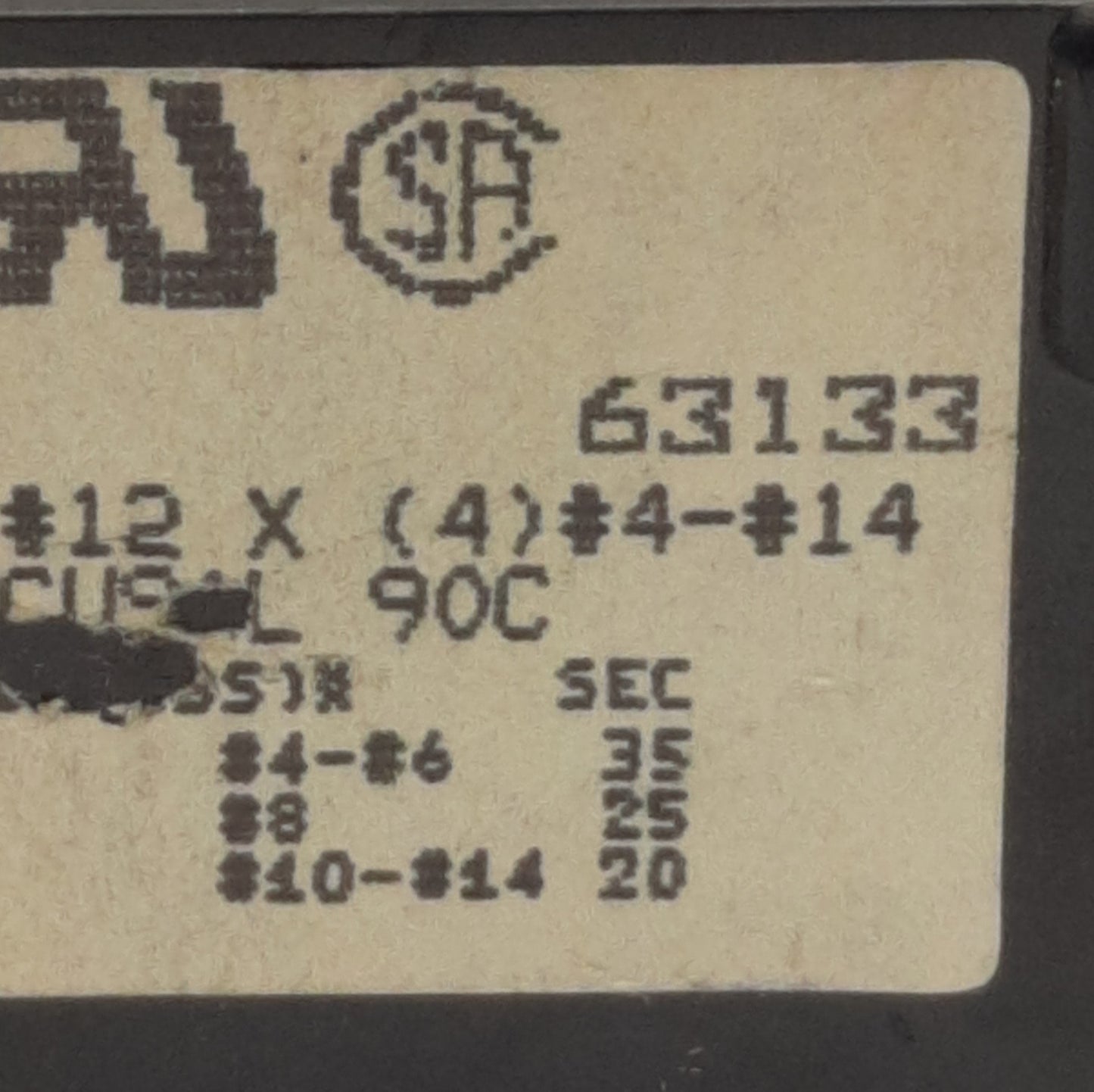 Used Gould Shawmut 63133 PDB Power Distribution Block 3-Pole, 4x Line Out, 600V 175A