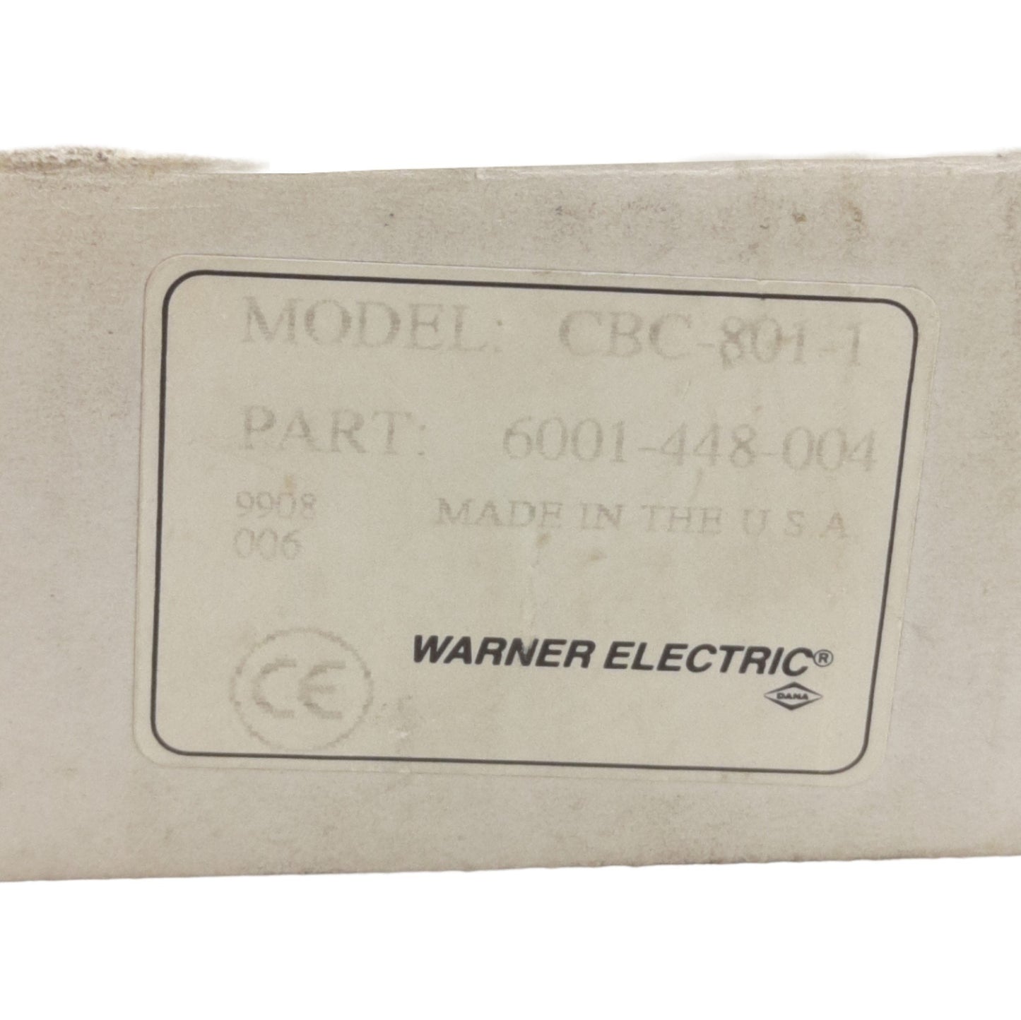 New Warner Electric CBC-801-1 Clutch/Brake Control 90VDC 1.25A Output, 120VAC Input