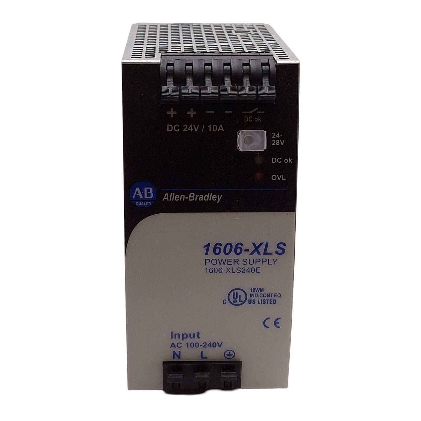 New Allen Bradley 1606-XLS240E PLC Power Supply, 240VAC/150VDC In, 24VDC Out, 400W
