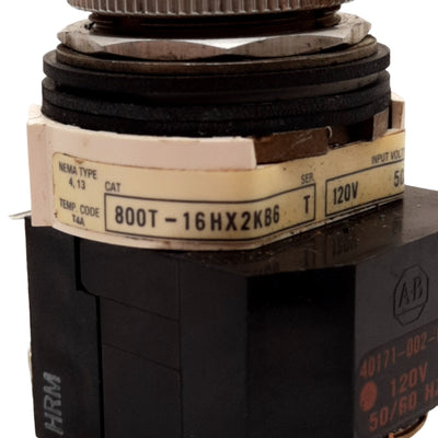 Used Allen-Bradley 800T-16HX2KB6 Series T Illuminated Selector Switch, 1NO 1NC