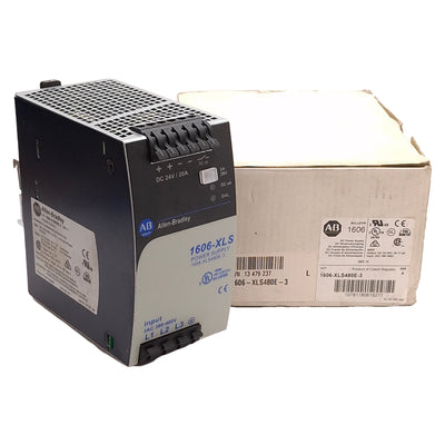 New Allen Bradley 1606-XLS480E-3 PLC Power Supply, 3Ø 380/480VAC In, 24VDC Out, 480W