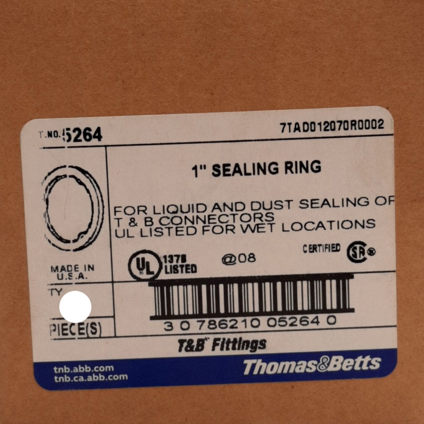 New Lot of 10 Thomas and Betts 5264 Liquidtight Sealing Gasket Ring, 1 inch