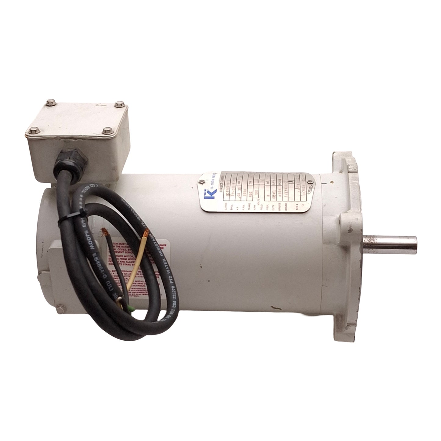 Used K-Tron 9473700610 DC Motor, 200VDC 2.5A 0.45kW, 2000RPM, ø5/8in Shaft, 56C Frame