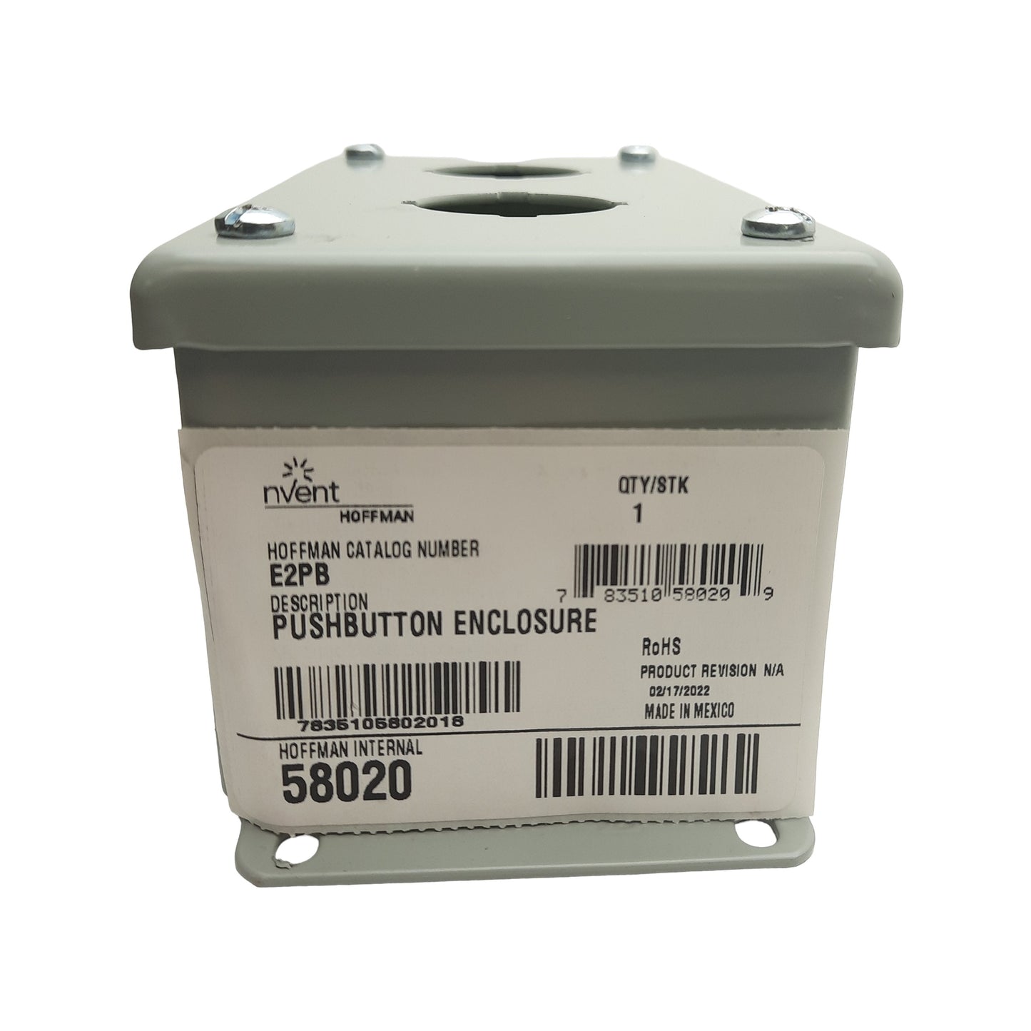 New Nvent E2PB Push Button Enclosure, 30.5mm Holes, 5.75In x 3.25In x 2.75In Depth