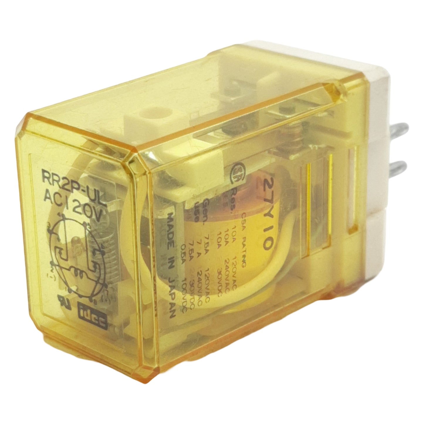 Used Lot of 2 Idec RR2P-ULAC120V Ice Cube Relay, DPDT 10A 240VAC 30VDC, 120VAC Coil