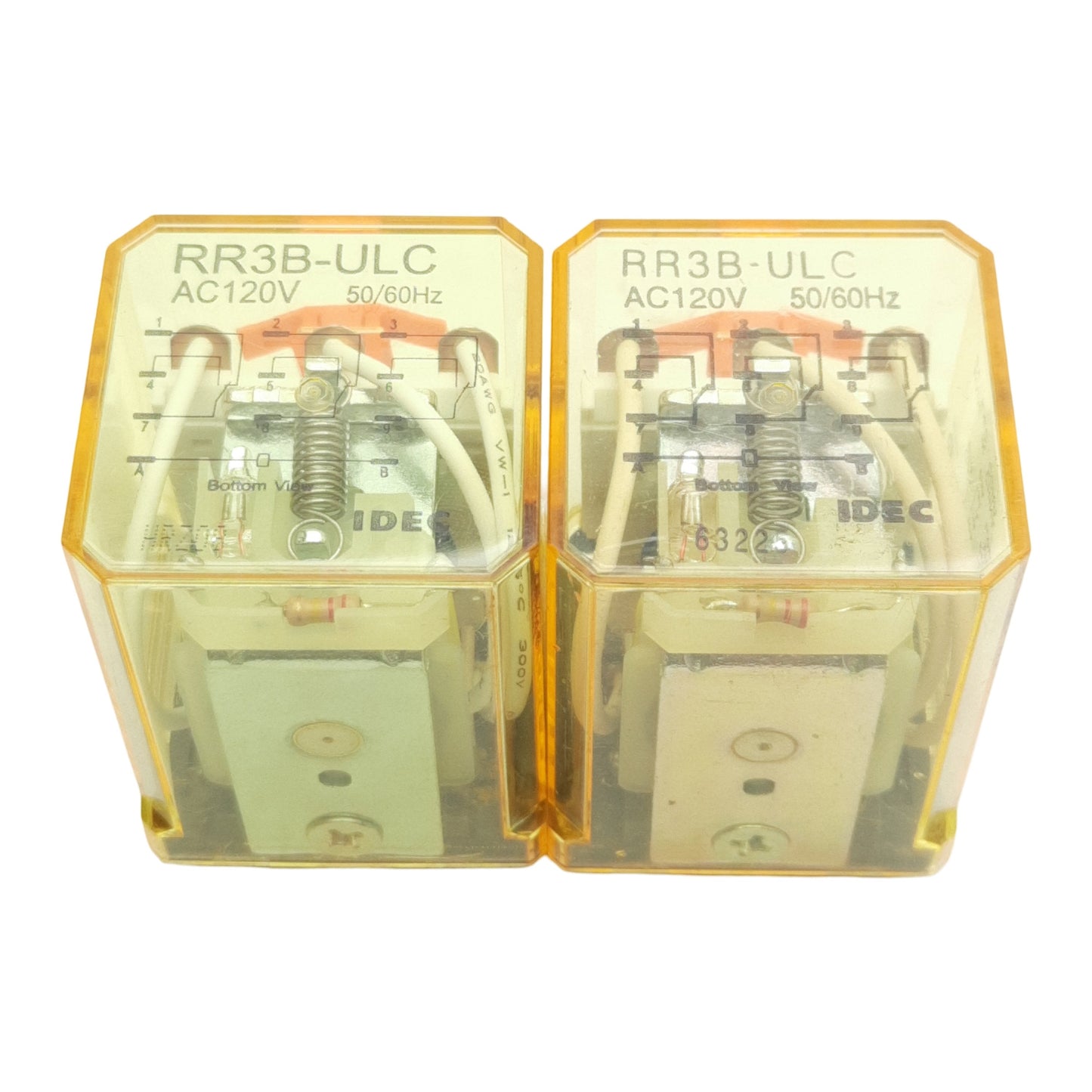 Used Lot of 2 Idec RR3B-ULCAC120V Ice Cube Relay, 3PDT, 10A 240VAC 30VDC, 120VAC Coil