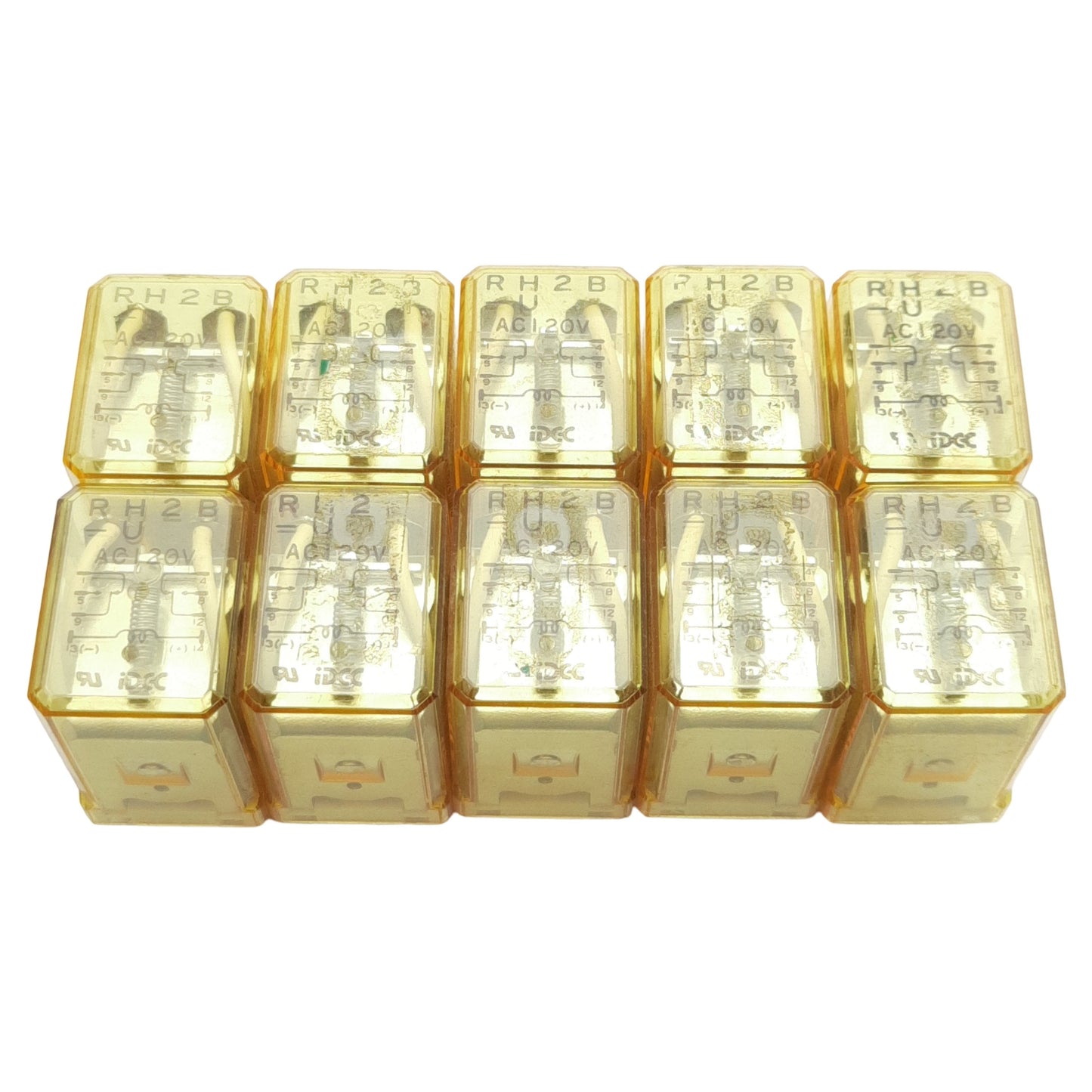 Used Lot of 10 Idec RH2B-UAC120V Ice Cube Plug-In Relay, DPDT, 10A, 120VAC Coil