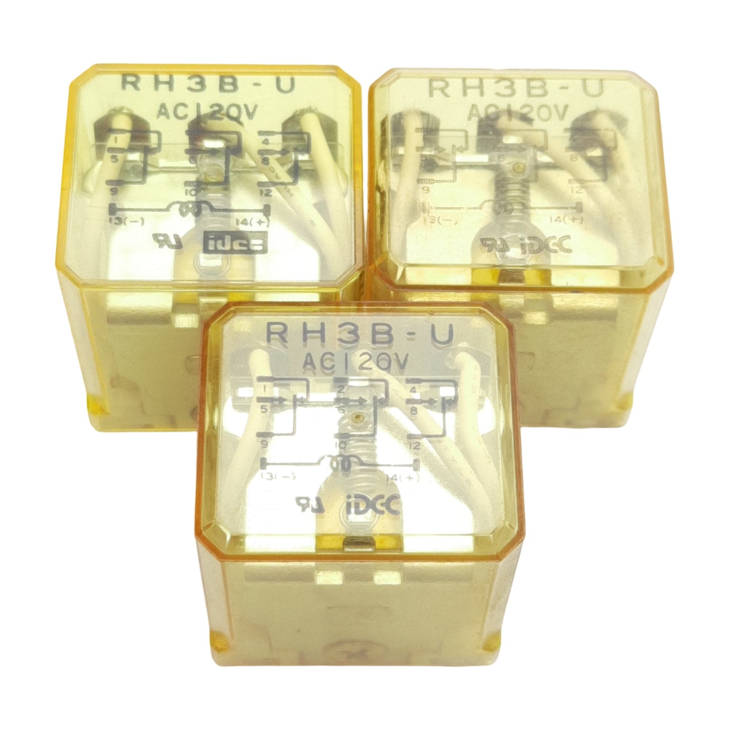 Used Lot of 3 Idec RH3B-UAC120V Ice Cube Relay, 3PDT, 10A 30VDC, 120VAC Coil
