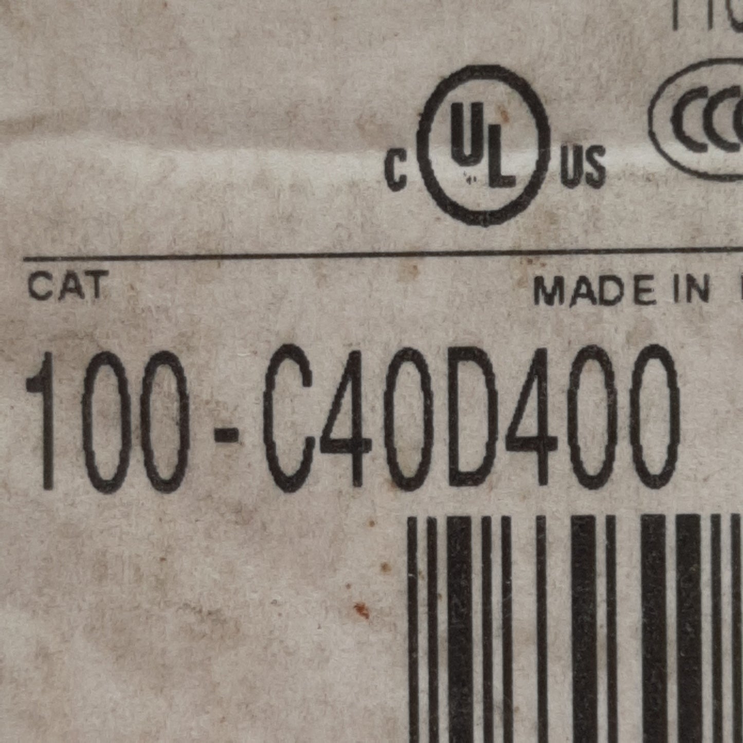 Used Allen Bradley 100-C40D400 Contactor, 4-Pole + 4N.O., 40A 600VAC, 110/120VAC Coil