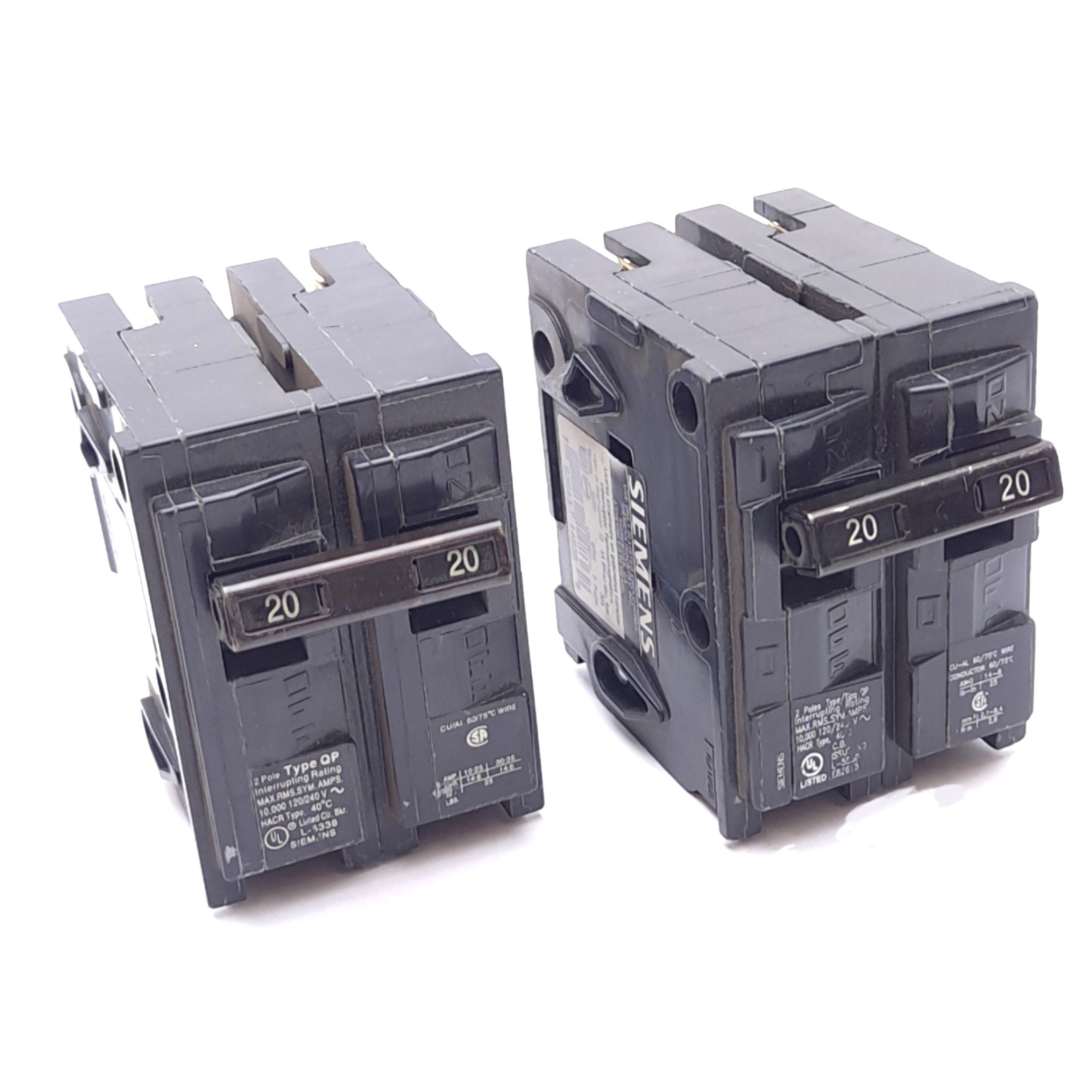 Lot of 2 Siemens Q220 Circuit Breakers, 2-Pole 20A, 120/240VAC – Next ...