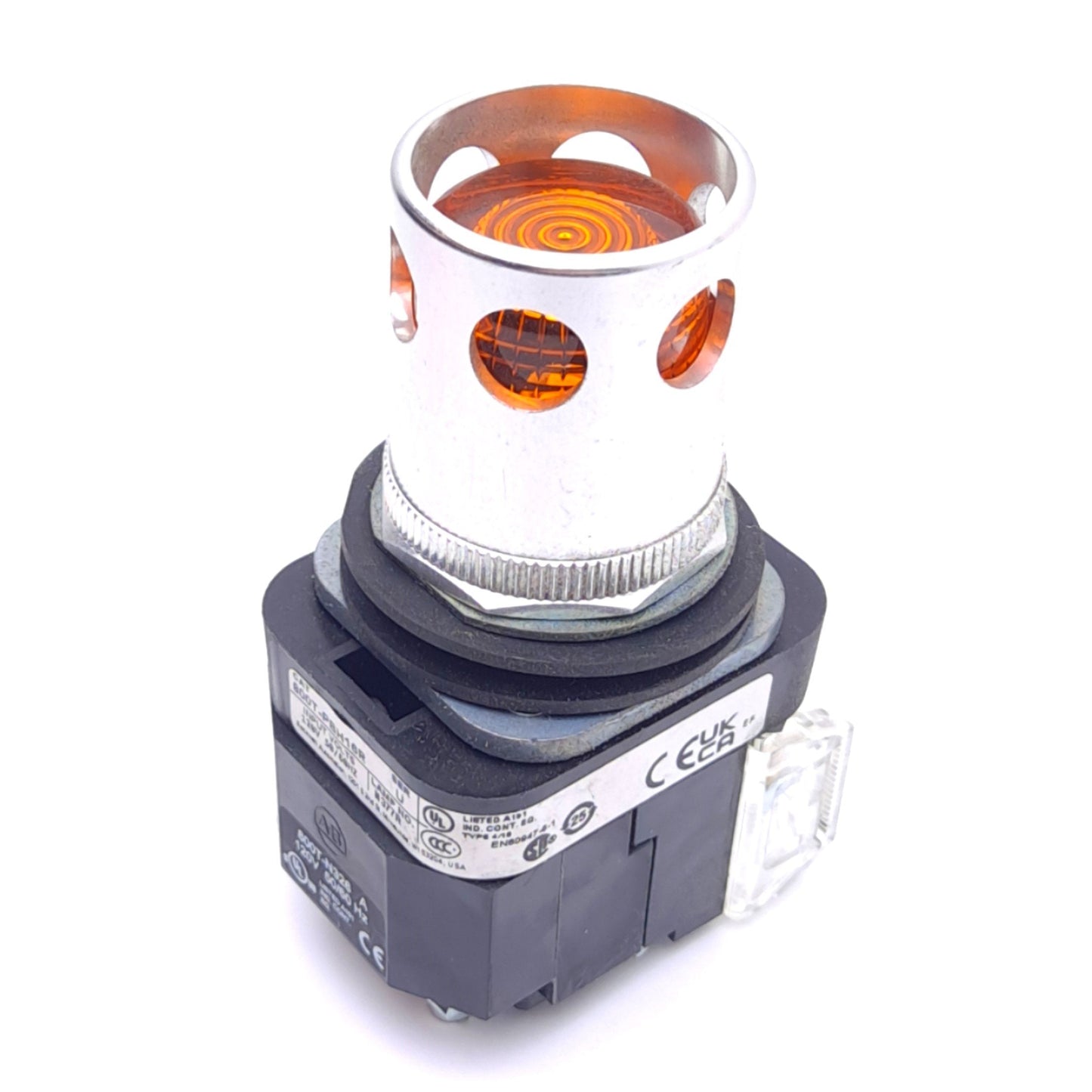 Used Allen Bradley 800T-PBH16A Amber Pushbutton, ø30mm, 1NO 1NC, 600VAC 10A Contact