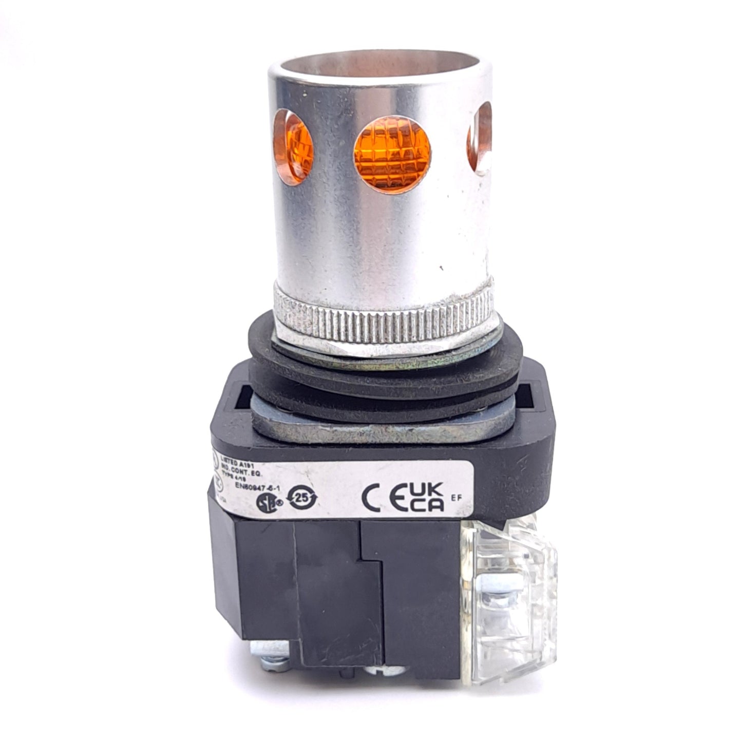 Used Allen Bradley 800T-PBH16A Amber Pushbutton, ø30mm, 1NO 1NC, 600VAC 10A Contact