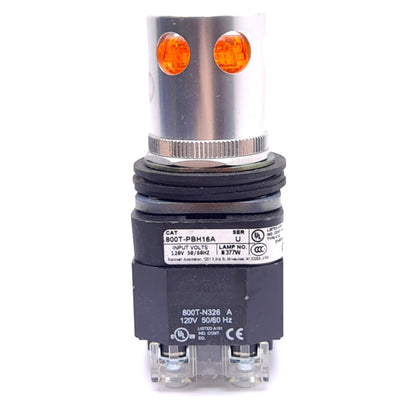 Used Allen Bradley 800T-PBH16A Amber Pushbutton, ø30mm, 1NO 1NC, 600VAC 10A Contact