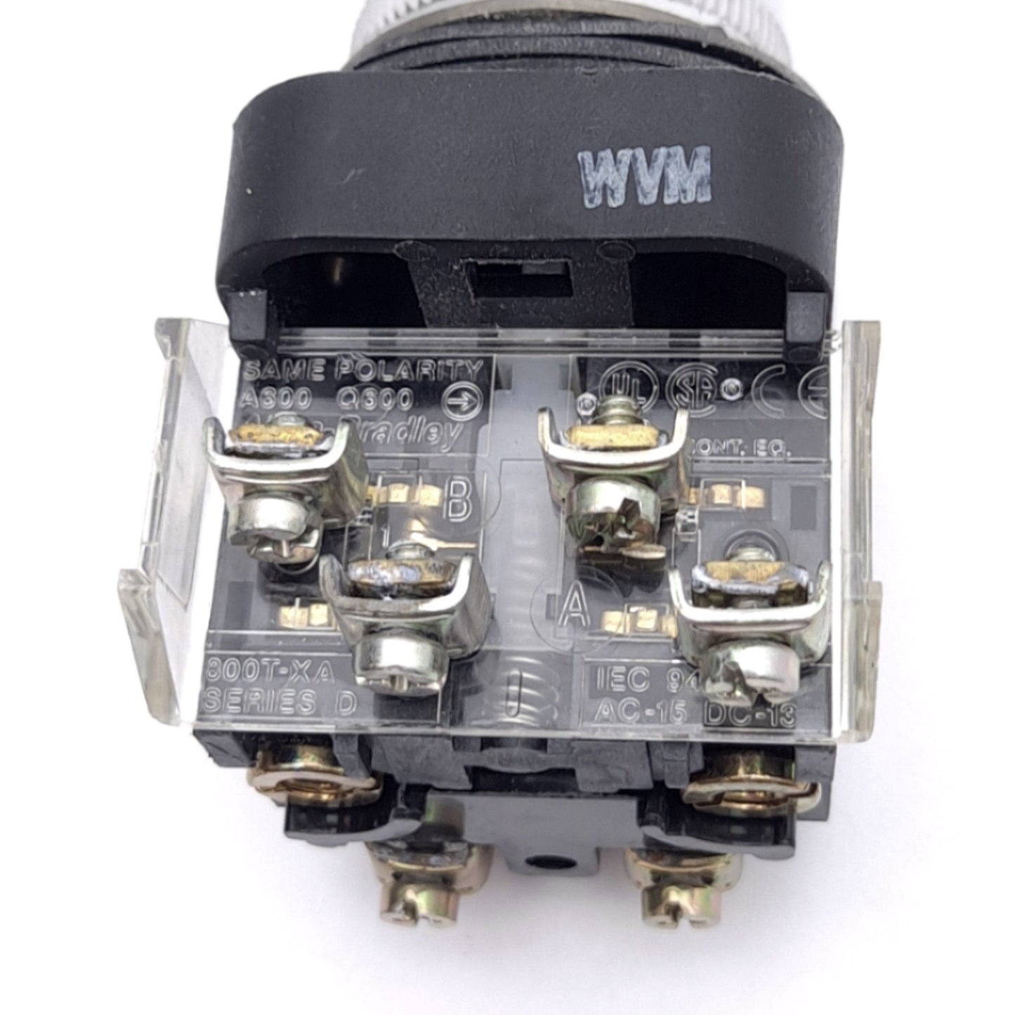 Used Allen Bradley 800T-PB16A Amber Push Button, ø30mm, 1NO 1NC, 600VAC 10A Contact