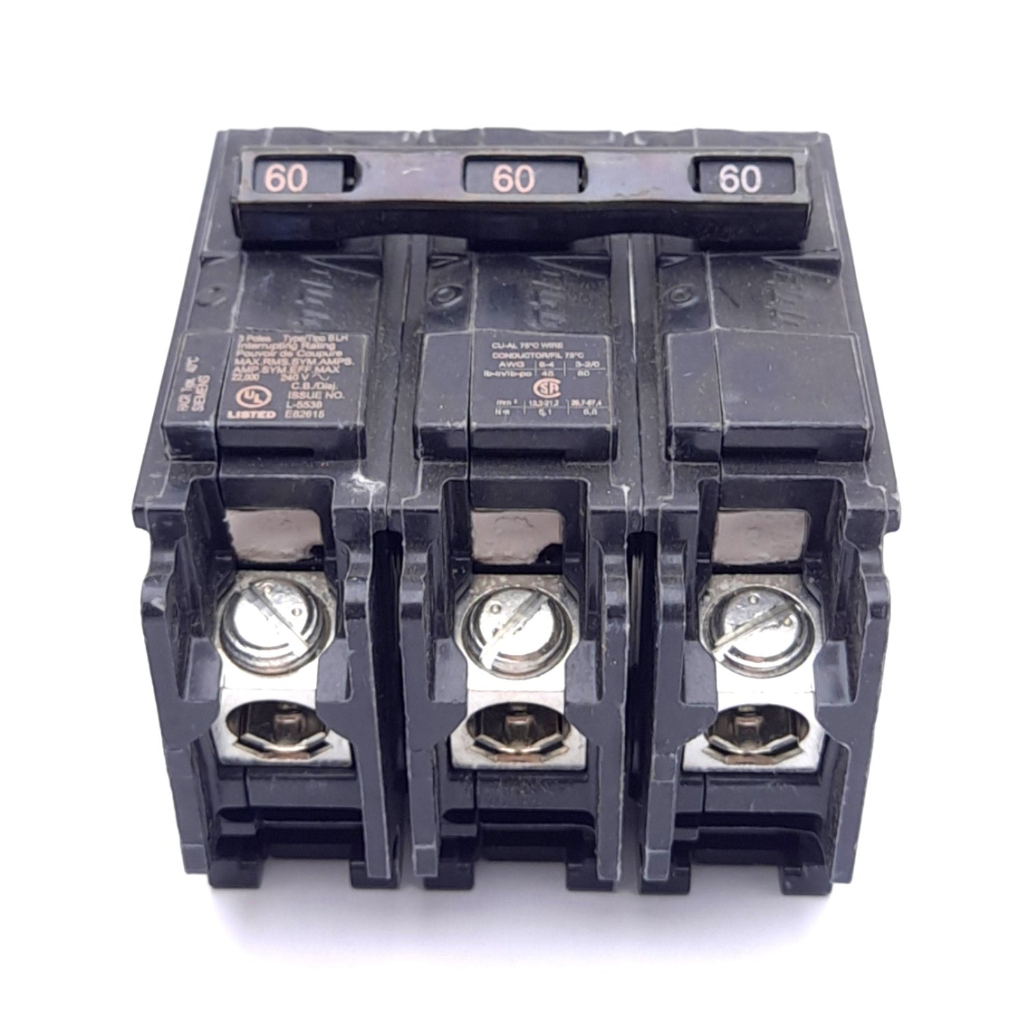 Used Siemens B360H Circuit Breaker, 3-Pole 60A, 240VAC 3-Phase, Thermal Magnetic
