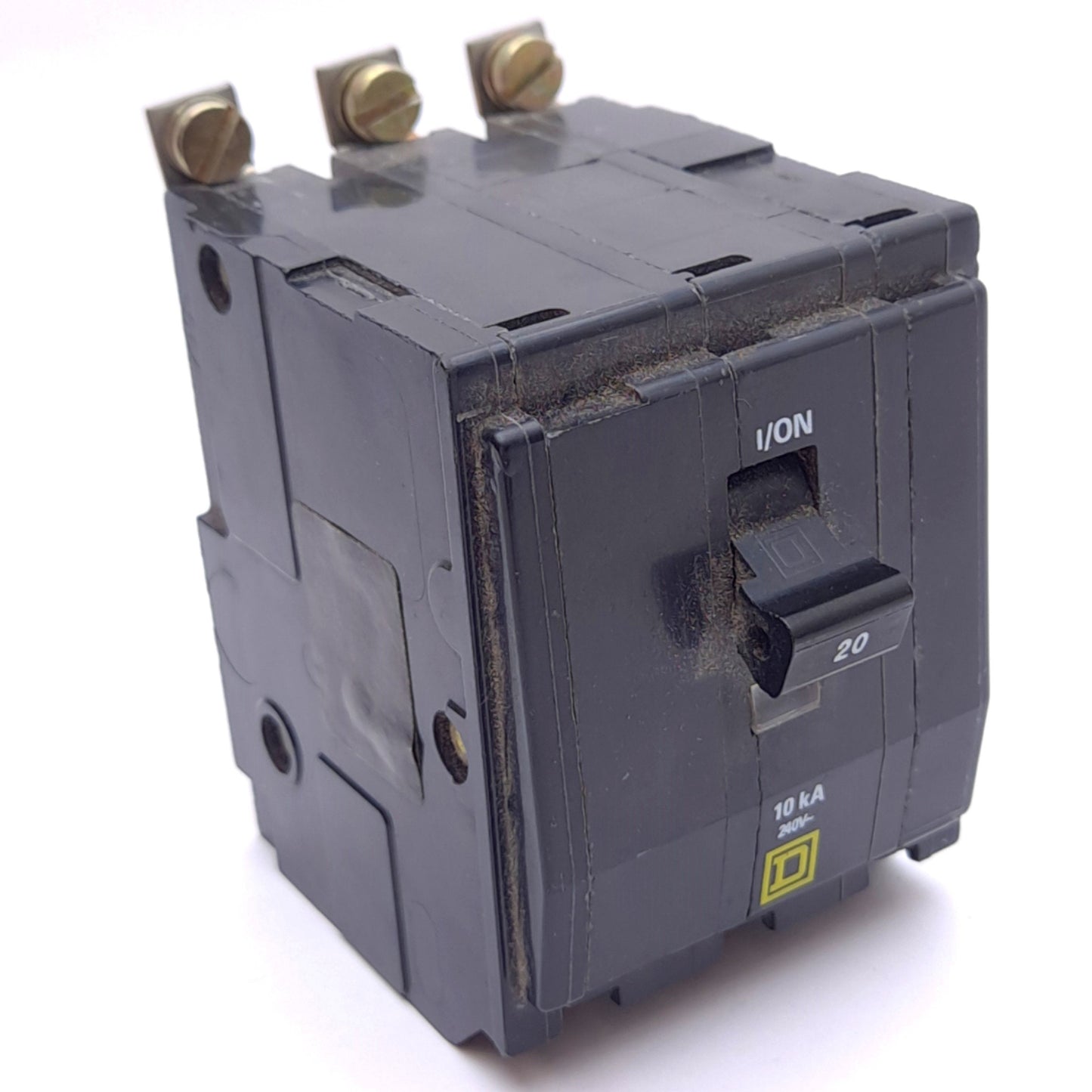 Used Schneider QOB320 Circuit Breaker, 3-Pole 20A, 120/240VAC, Thermal Magnetic