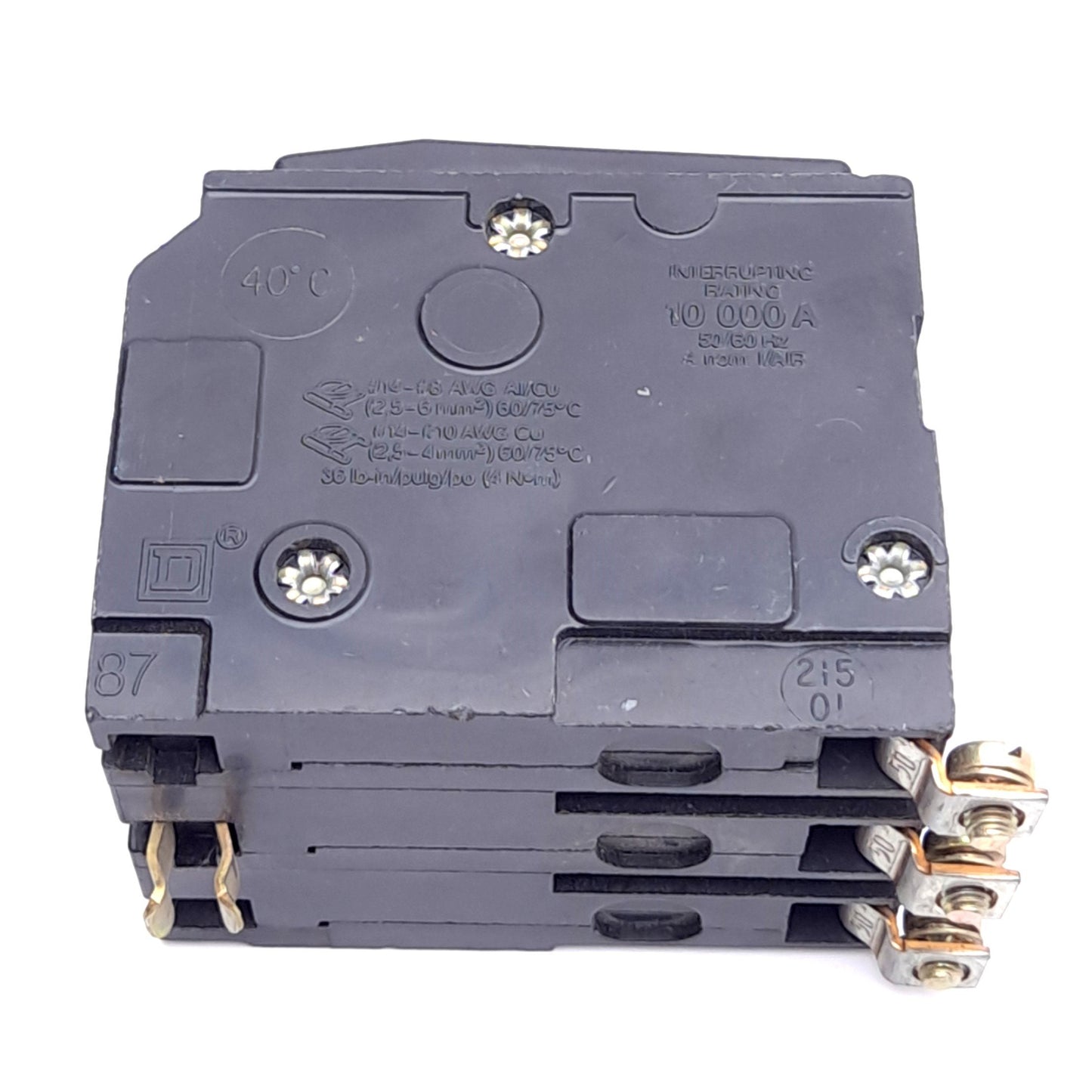 Used Schneider QOB320 Circuit Breaker, 3-Pole 20A, 120/240VAC, Thermal Magnetic