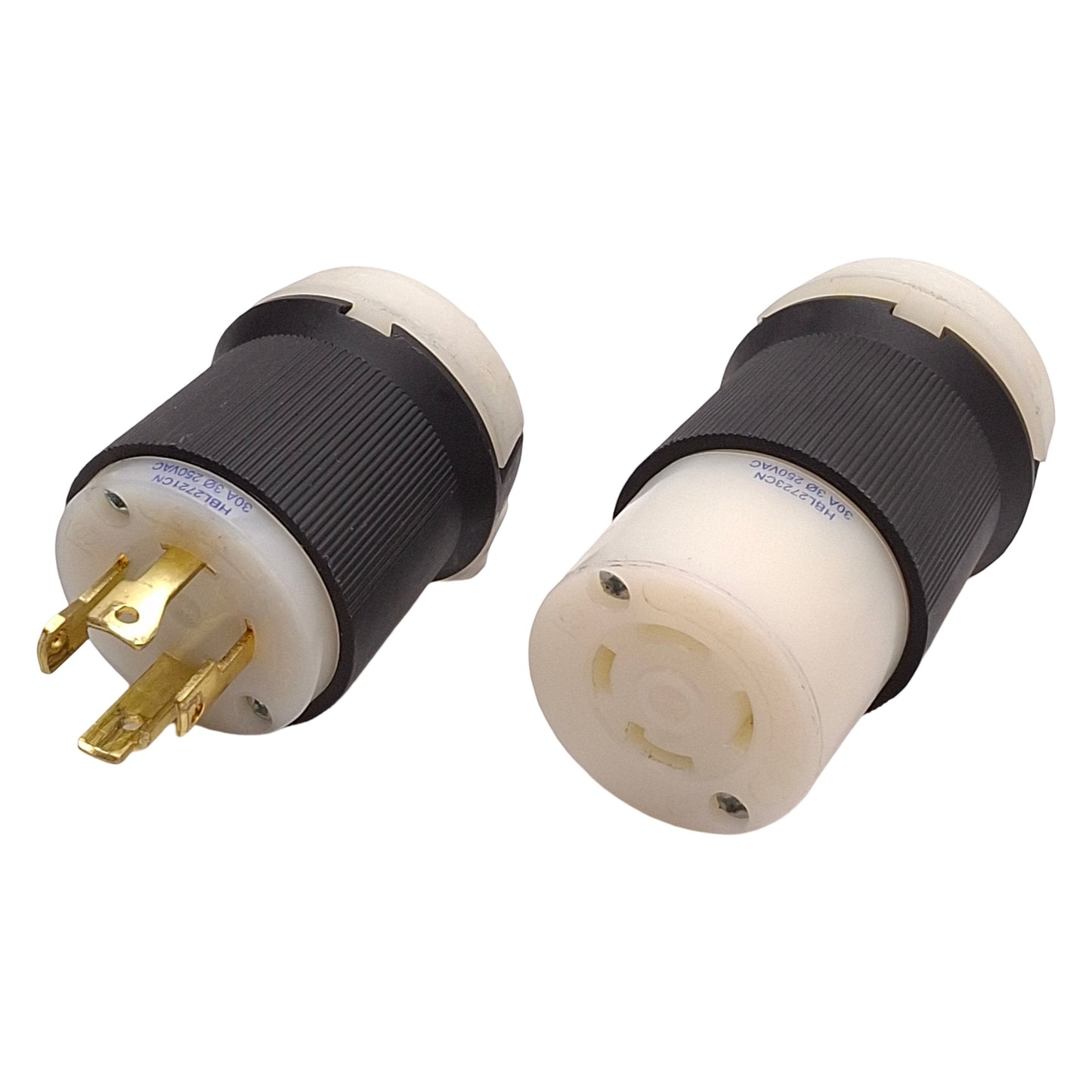 Used Hubbell HBL2721 / HBL2723 Twist-Lock Plug & Receptacle, 3Ø 250VAC 30A, L15-30