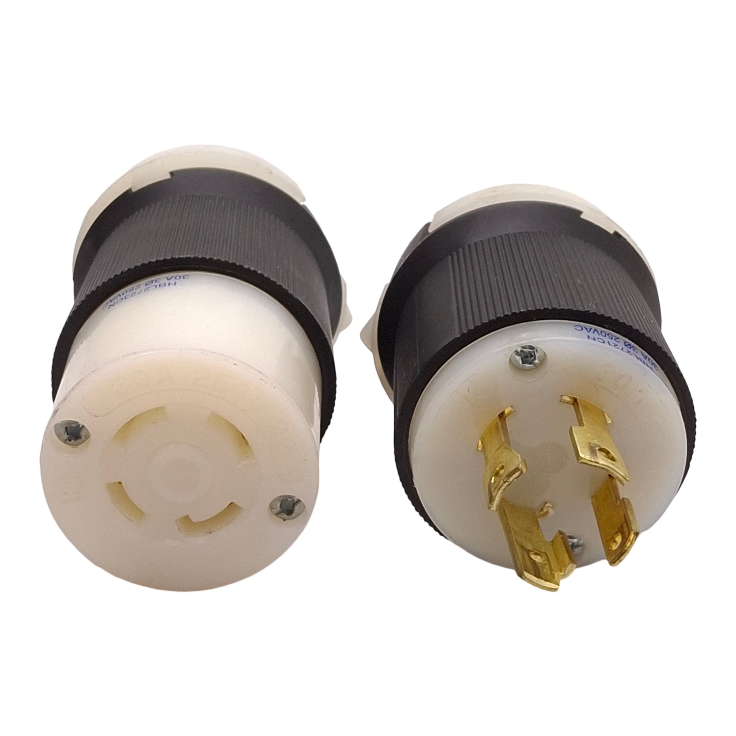 Used Hubbell HBL2721 / HBL2723 Twist-Lock Plug & Receptacle, 3Ø 250VAC 30A, L15-30