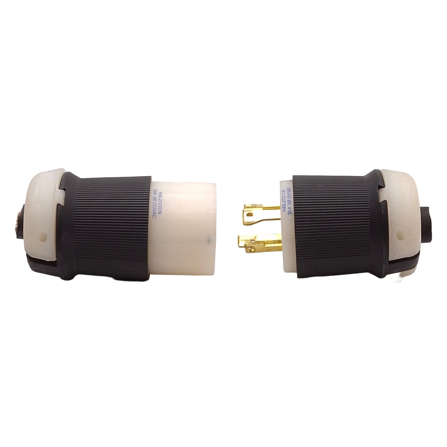 Used Hubbell HBL2721 / HBL2723 Twist-Lock Plug & Receptacle, 3Ø 250VAC 30A, L15-30