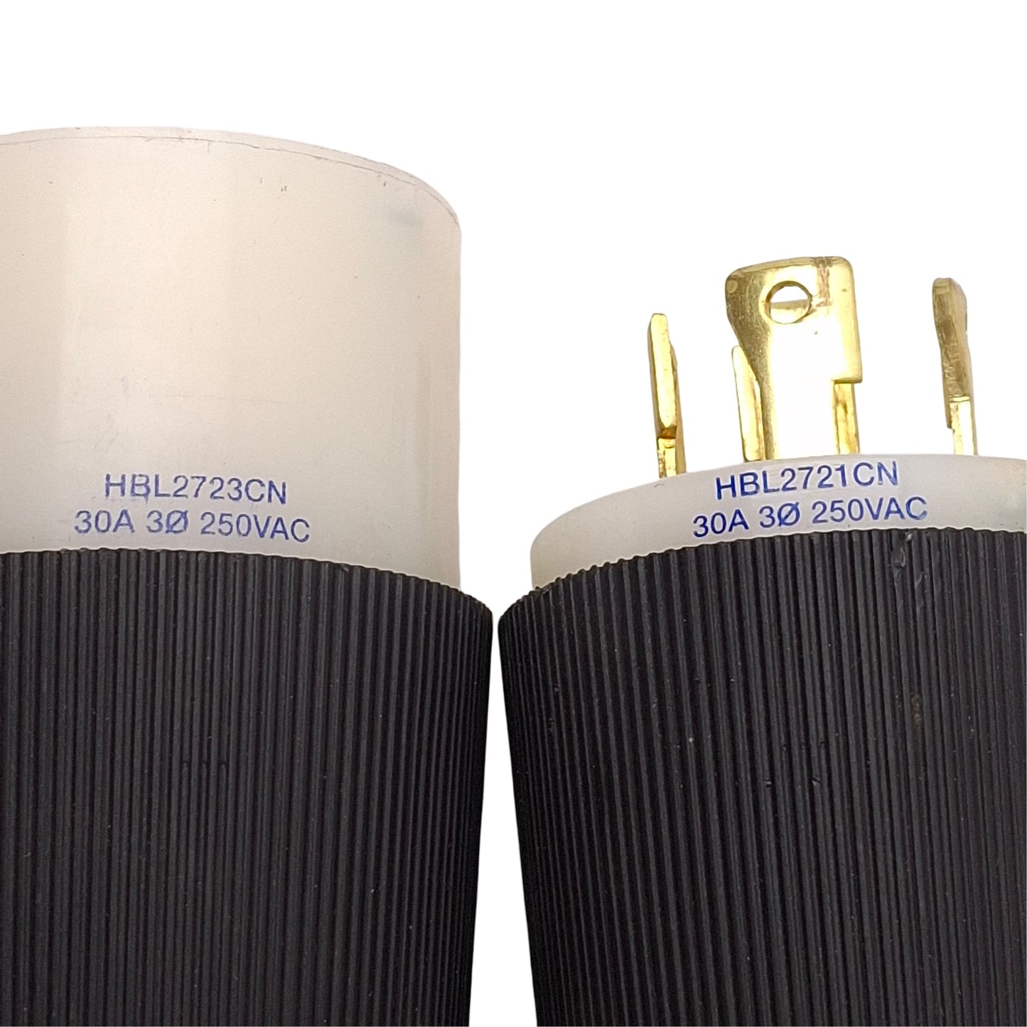Used Hubbell HBL2721 / HBL2723 Twist-Lock Plug & Receptacle, 3Ø 250VAC 30A, L15-30