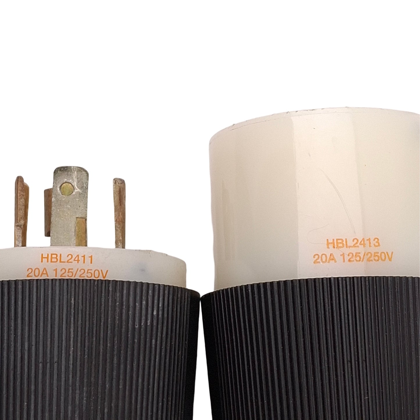 Used Hubbell HBL2411 / HBL2413 Twist-Lock Plug & Receptacle, 125/250VAC 20A, L14-20P