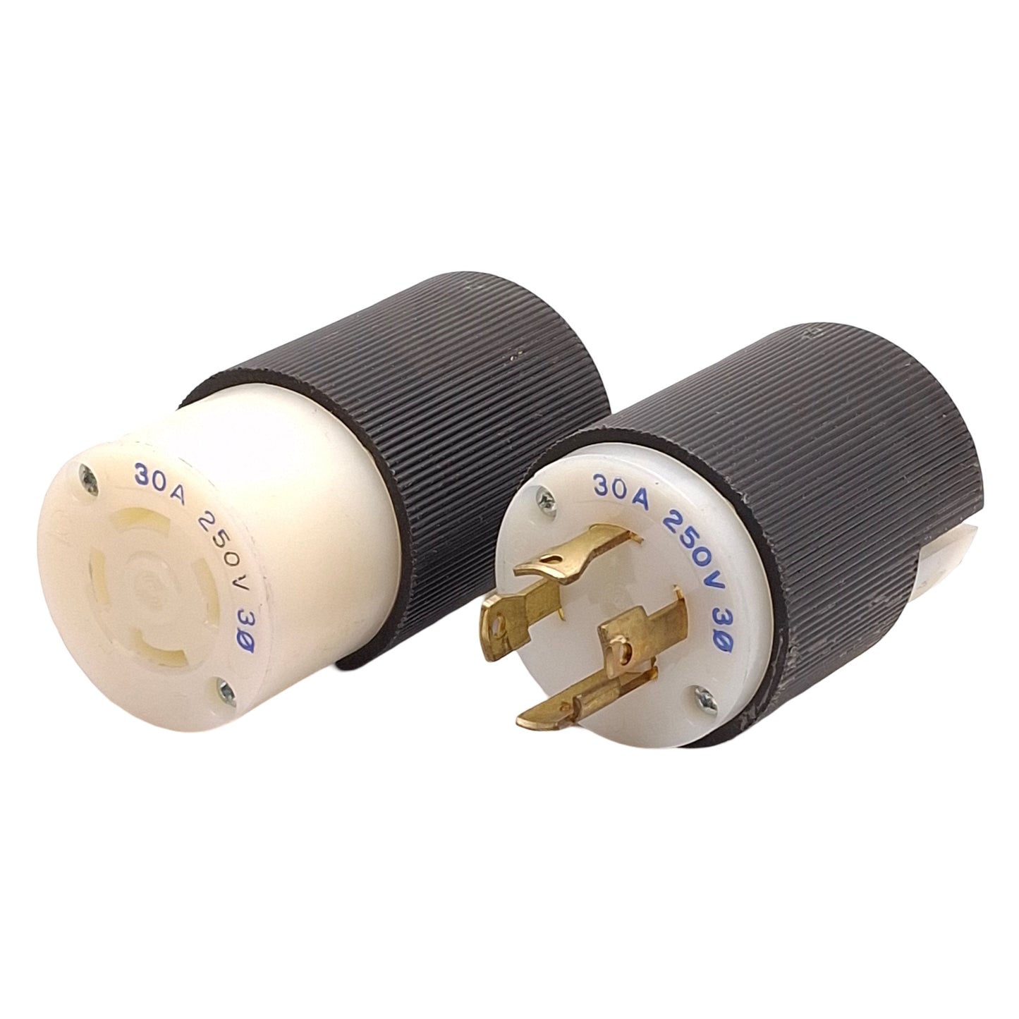 Used Hubbell Twist-Lock Plug & Receptacle, 3-Pole, 3-Phase 250VAC 30A, NEMA L15-30