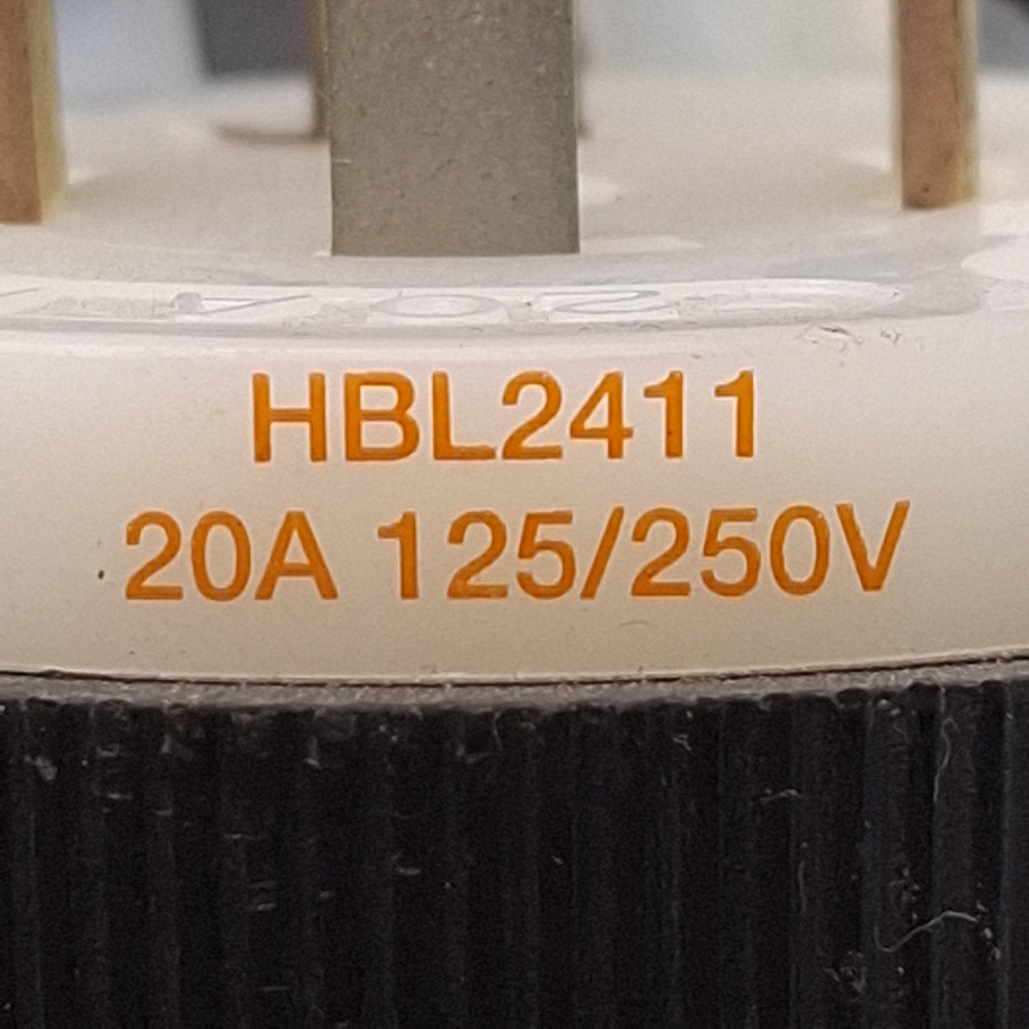 Used Lot of 2 Hubbell HBL2411 Twist-Lock Male Plug, 125/250VAC 20A, NEMA L14-20P