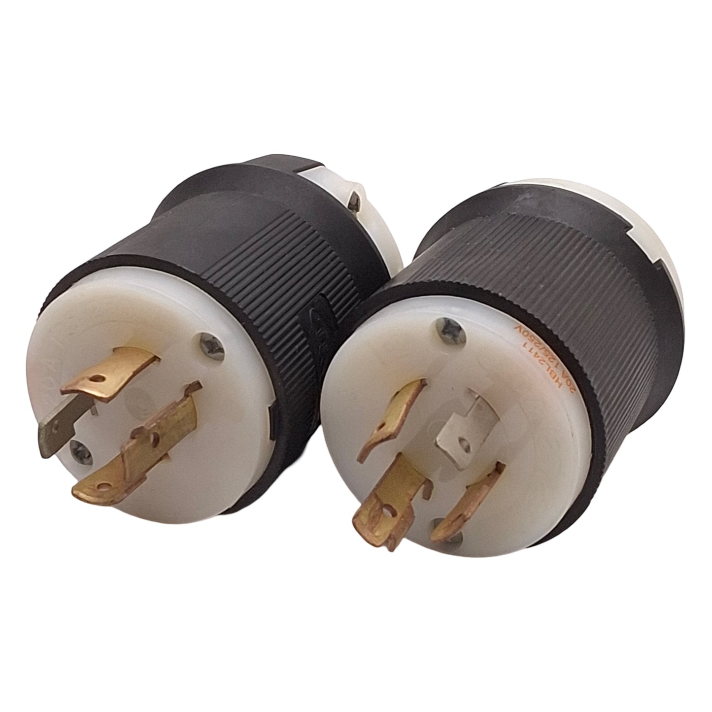 Used Lot of 2 Hubbell HBL2411 Twist-Lock Male Plug, 125/250VAC 20A, NEMA L14-20P