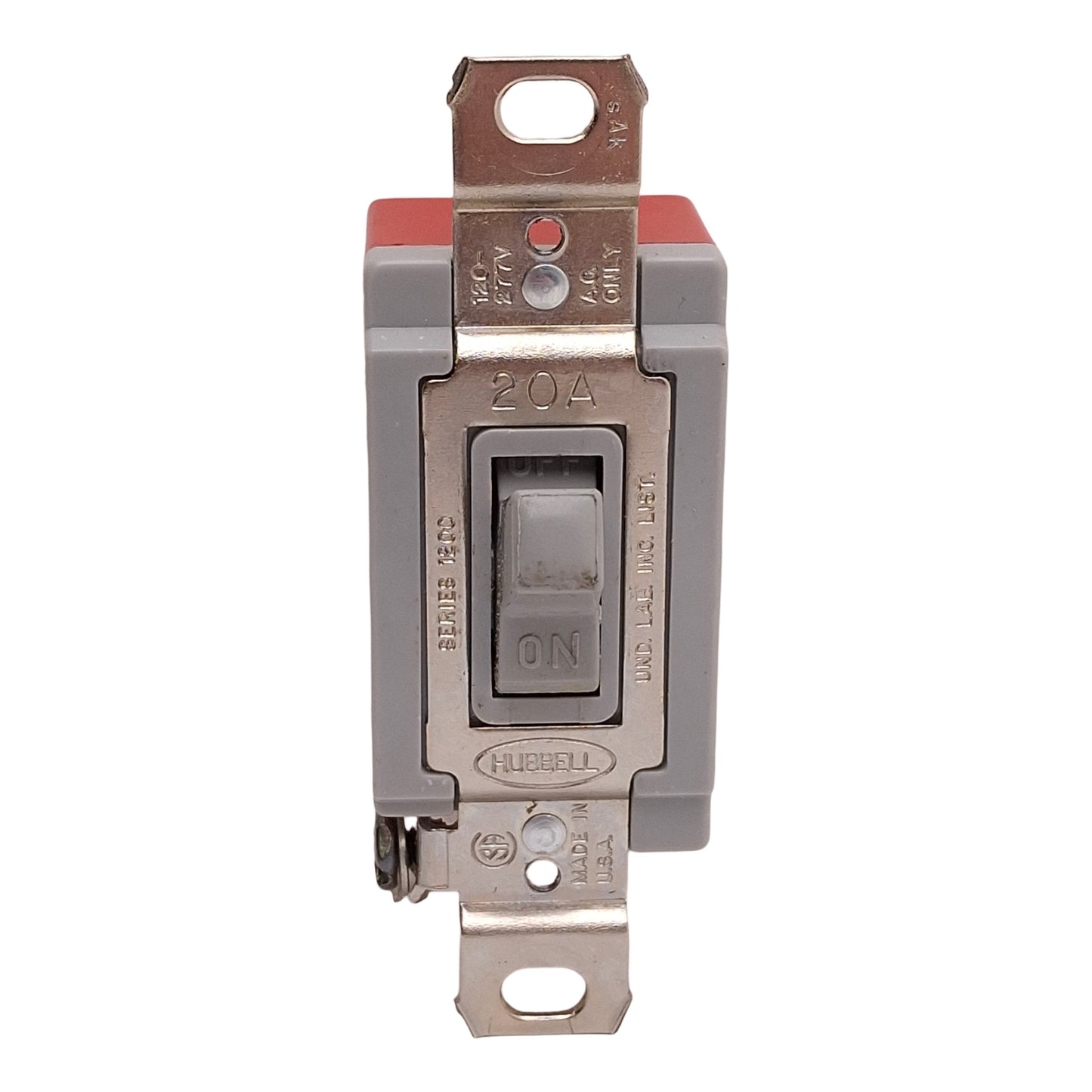 Used Hubbell HBL1224GY Extra Heavy Duty Industrial Toggle Switch, 20A 120/277VAC