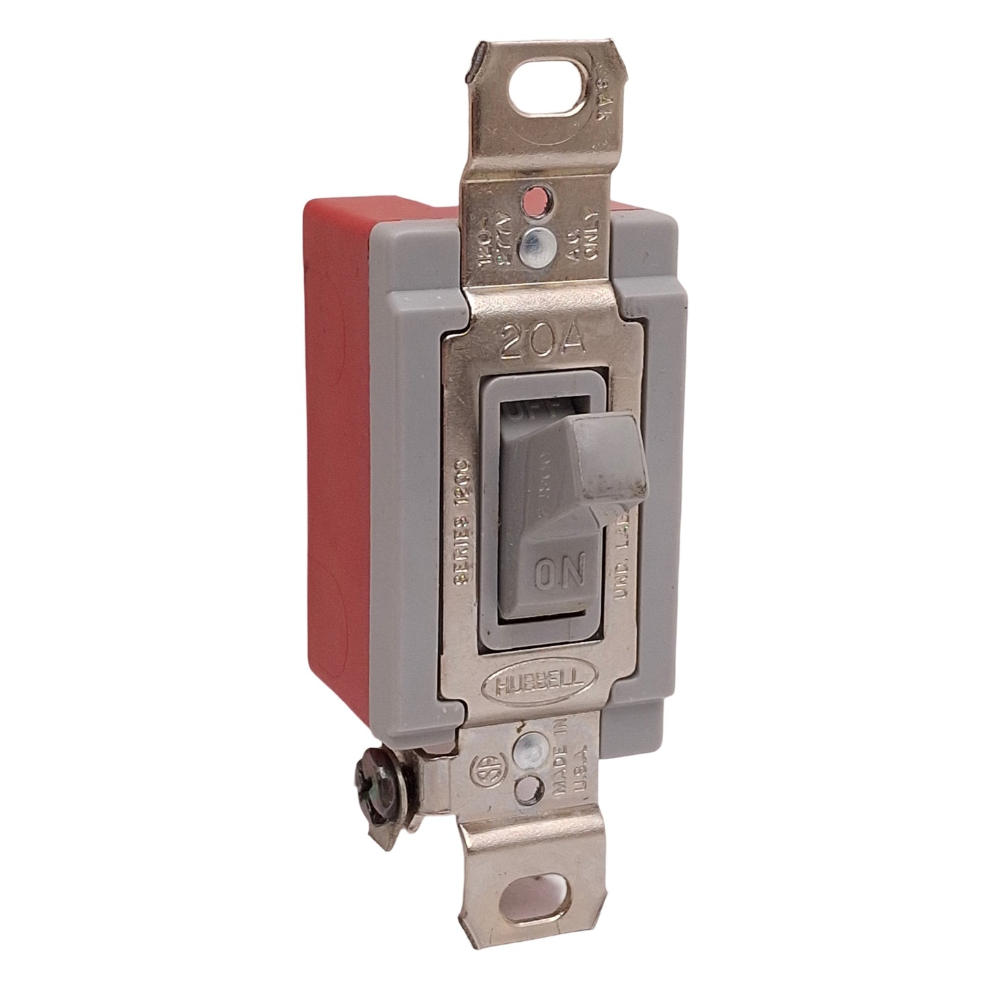 Used Hubbell HBL1224GY Extra Heavy Duty Industrial Toggle Switch, 20A 120/277VAC