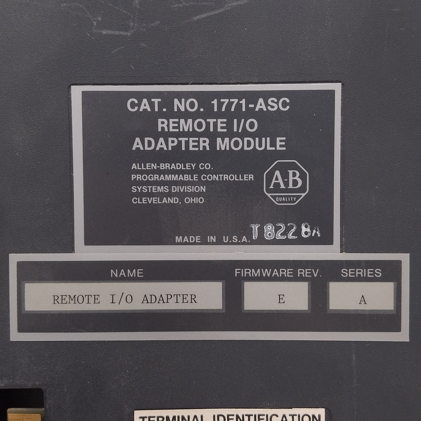 Used Allen Bradley 1771-ASC Series A Remote I/O Adapter Module, Firmware Rev E